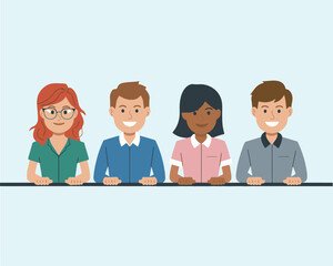 Team coworking, isolated with a white background