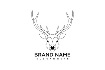 Elegant Deer Symbol in Lines abstract and Modern Style for Luxury Branding