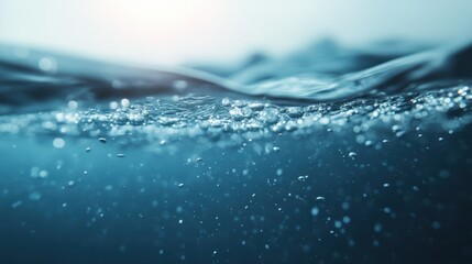 A close-up shot capturing the dynamic and tranquil underwater surface, dotted with bubbles, offering a calming and soothing visual that's both refreshing and mesmerizing.