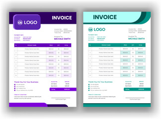 Unique official modern professional clean company business invoice design template, with Invoicing quotes, money bills, price invoices, payment agreement design.