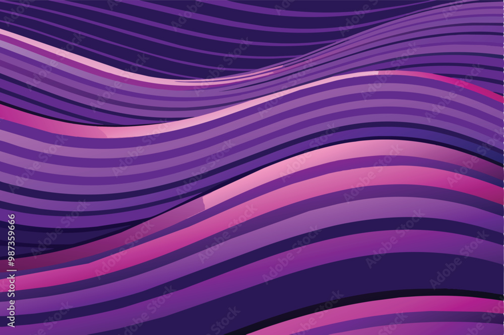 Poster abstract purple wave pattern background with layered gradient stripes.