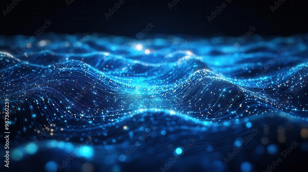 Aufkleber futuristic digital network visualization glowing data streams abstract technological landscape inter