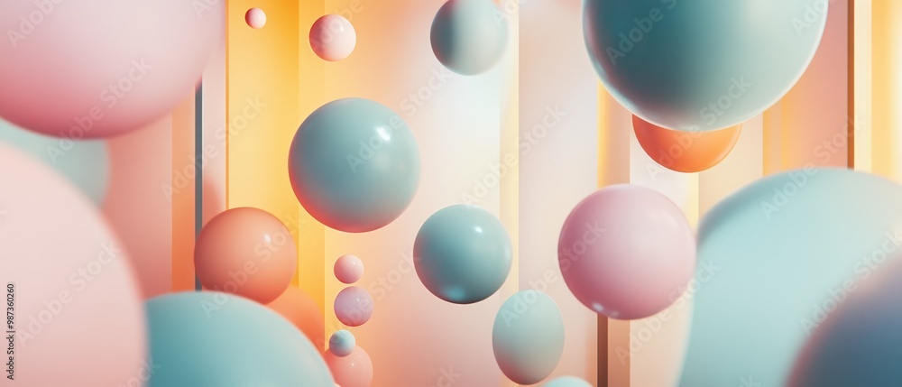 Poster a colorful image of many different colored balls floating in the air