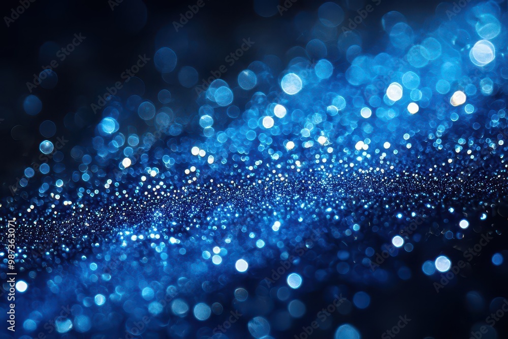 Poster Abstract Sparkling Blue Bokeh Background with Glittery Texture