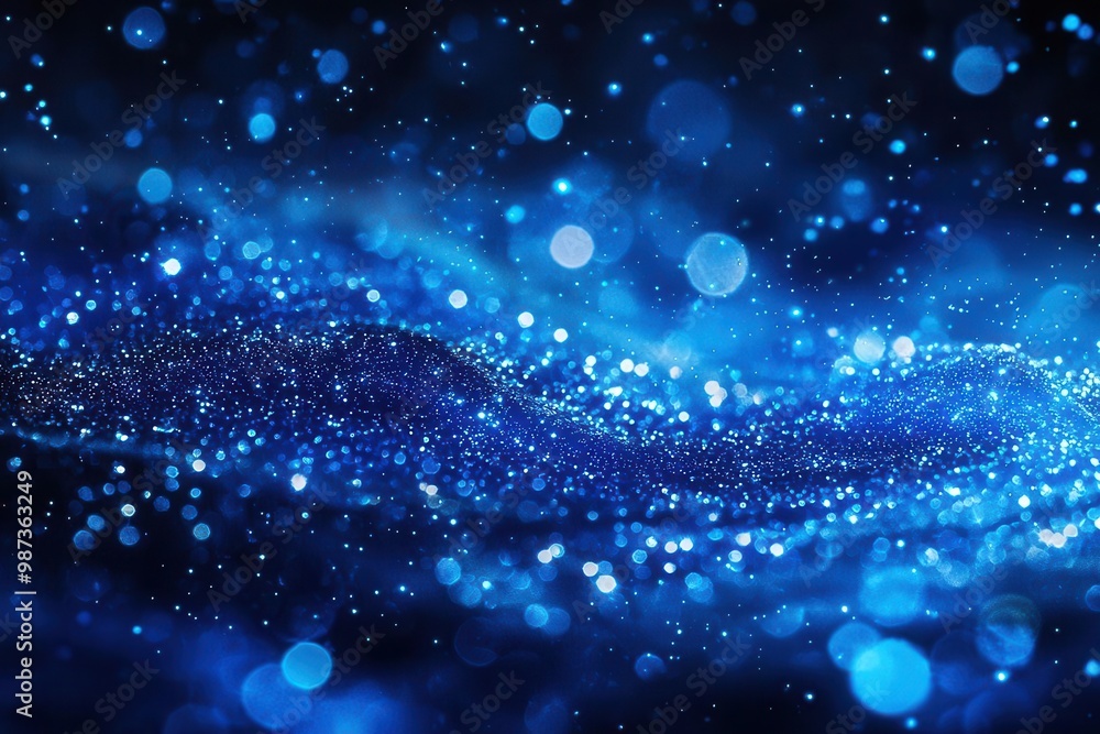 Aufkleber abstract blue bokeh with sparkling light effects in a dark background