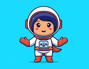 Cute Astronaut Super Hero Cartoon Vector