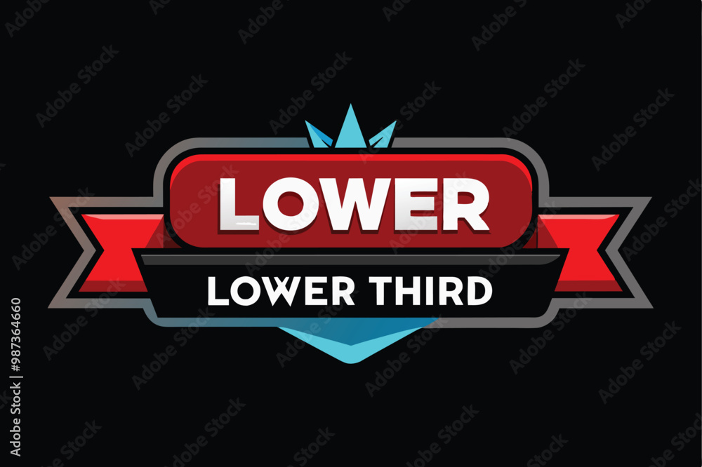 Poster graphic design of a custom lower third with red and black colors, featuring the words 