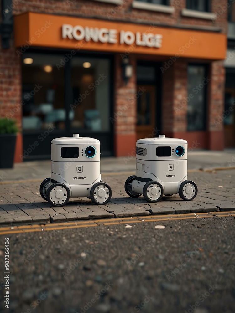 Poster delivery robot vector icons ready for digital use.