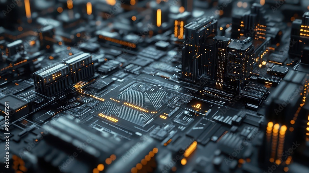 Aufkleber futuristic tech circuitry hyperdetailed rendering of advanced computer components with intricate cir
