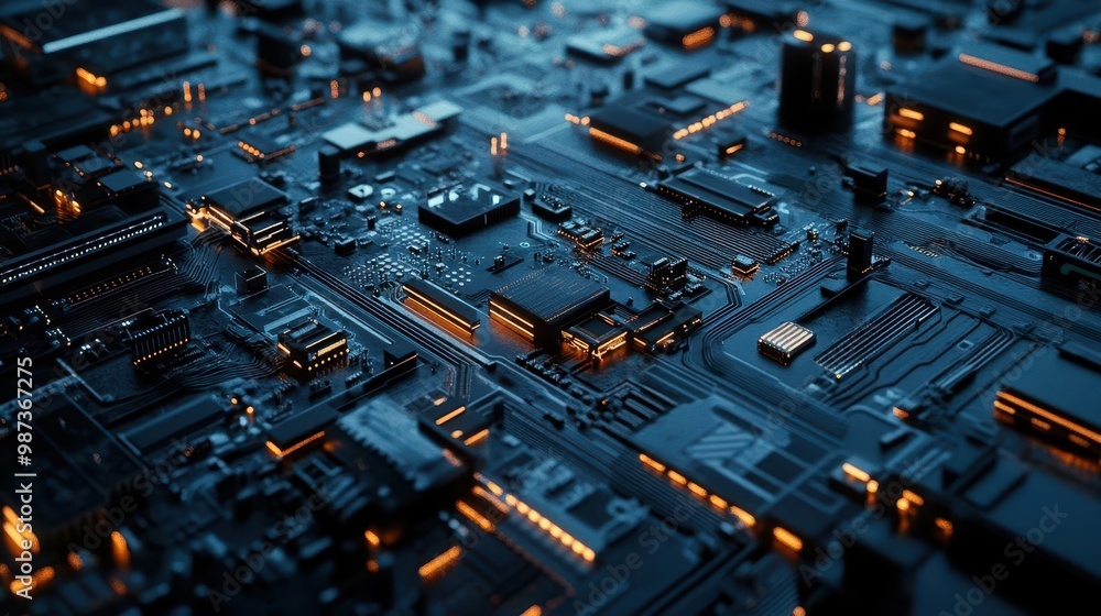 Aufkleber futuristic tech circuitry hyperdetailed rendering of advanced computer components with intricate cir