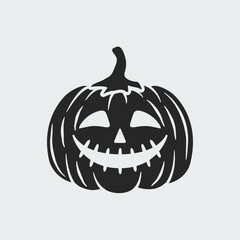 Jack o lantern silhouette isolated on white background. Vector illustration