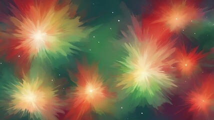 Naklejka premium Impressionism-Inspired Abstract Christmas Background with Glowing Lights and Blended Red and Green Hues