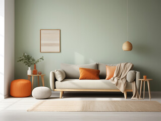 Wabi sabi and japandi japanese style rustic interior in in white and neutral with wood, pottery and texture elements
