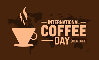 International Coffee Day background or banner design template is observed every year in October. Holiday concept. Template for card, poster, placard, template. eps 10