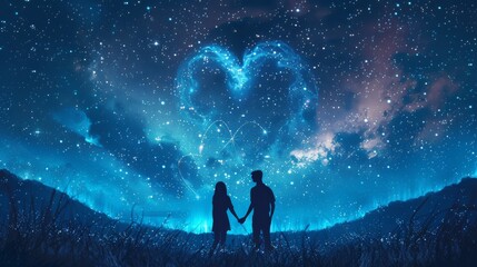 Obraz premium Minimalist Background Highlighting the Affectionate Moments of a Young Couple 