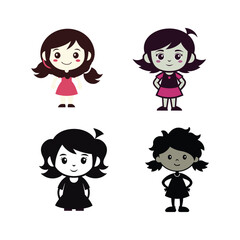 Cartoon girl sihlouette design