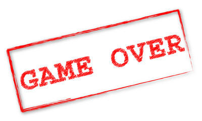 Timbre rouge avec le mot "Game Over"