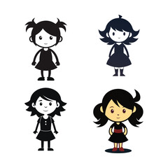 Cartoon girl sihlouette design