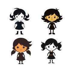 Cartoon girl sihlouette design