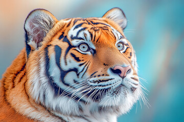 Naklejka premium Portrait of a majestic Siberian tiger gazing thoughtfully, captured in a serene moment with natural soft light