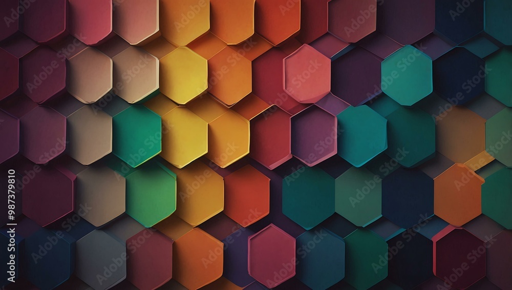 Poster geometric hexagon pattern in gradient colors.