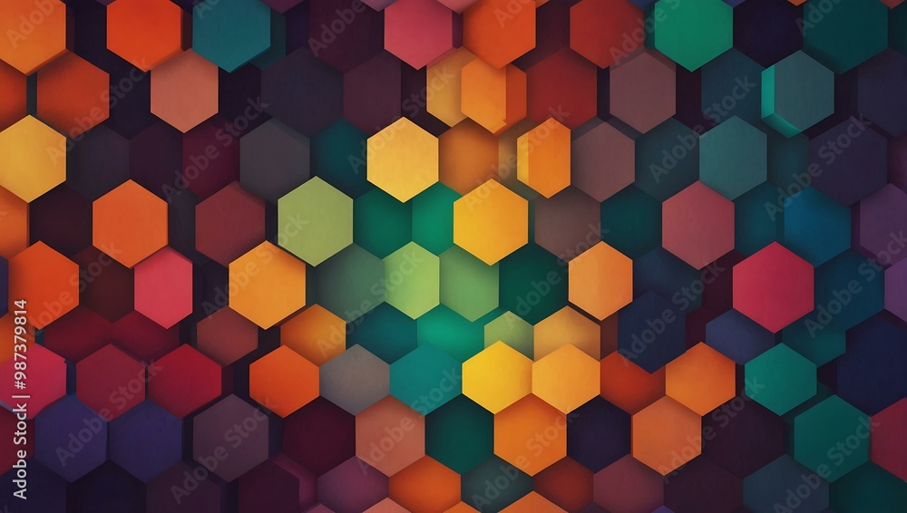 Poster geometric hexagon pattern in gradient colors.
