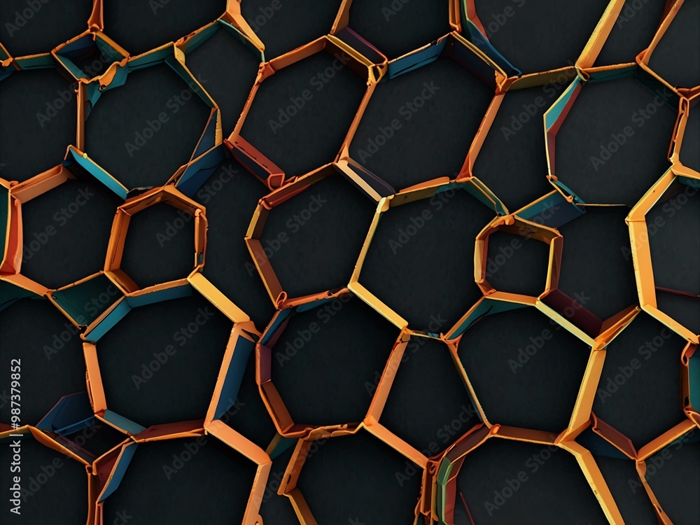 Poster geometric pattern of interlocking hexagons.