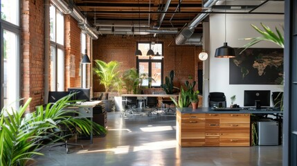 Fototapeta premium A modern and eco-friendly pest control company office with natural solutions and satisfied customers