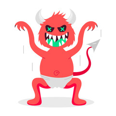 A scary devil sticker in comic style 

