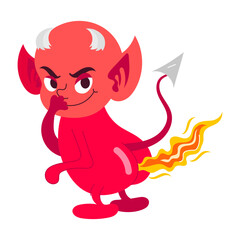 A cartoon style sticker of devil fart 

