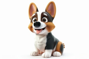 Cute cartoon corgi joyfully sitting