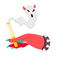 A cartoon style sticker of evil smoking 