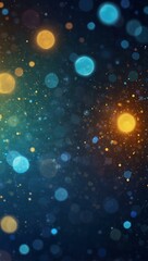 Glittering particles on a blue bokeh background.
