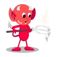 A comic style sticker of disappointed devil 

