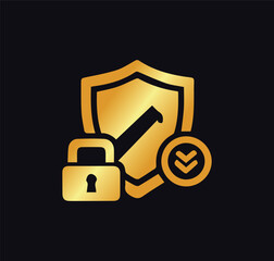 Security shield and lock icon. Protection of personal data. Vector illustration
