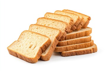 sliced bread, toast isolated on white background, clipping path, full depth of field, ai