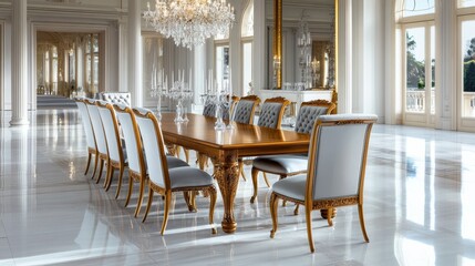 Elegant Dining Room with Luxurious Table and Chairs