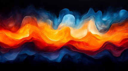Obraz premium Vibrant abstract artwork featuring flowing waves of color, showcasing dynamic movement and intensity with rich hues and smooth textures.