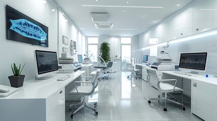A professional and organized office with a digital health lab and personalized medicine