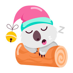 Koala sleeping with beanie, flat sticker 

