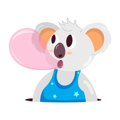 Cute koala blowing bubble flat sticker 

