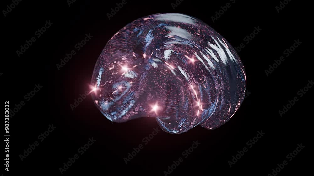 Poster abstract glass shape rotating - seamless loop background