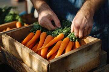 Hands Holding Freshly Picked Carrots Outdoors