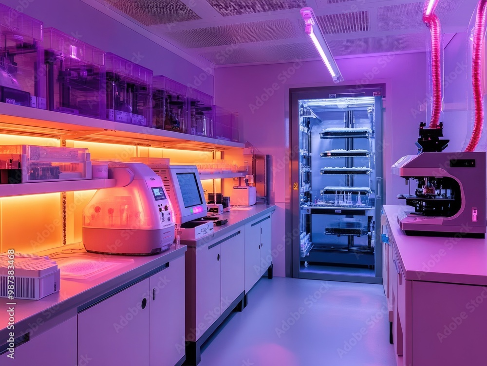 Aufkleber a futuristic bioprinting lab, where scientists are using 3d printers to create skin tissue for burn 
