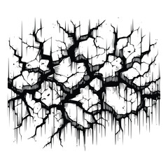 Obraz premium Crack Vector Texture, Vintage Broken Effect, Wall Fracture isolated on White Background