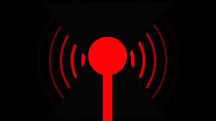 Wifi Wireless red Internet Network animation Net Web Connection Icon  Oi-Fi with black background.