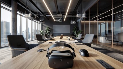 Fototapeta premium A sleek and modern office with a virtual reality room for immersive experiences