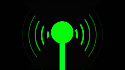 Wifi Wireless green Internet Network animation Net Web Connection Icon  Oi-Fi with black background.