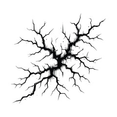 Crack Vector Texture. Old Vintage Broken Textured Effect, wall fracture texture effect of ground, black and white isolated background