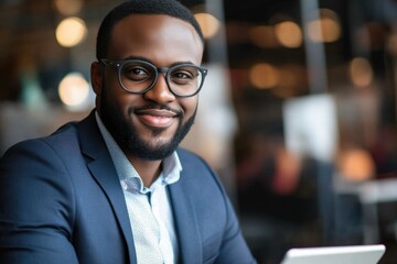 Fototapeta premium Portrait of a Confident Business Leader in Contemporary Workspace